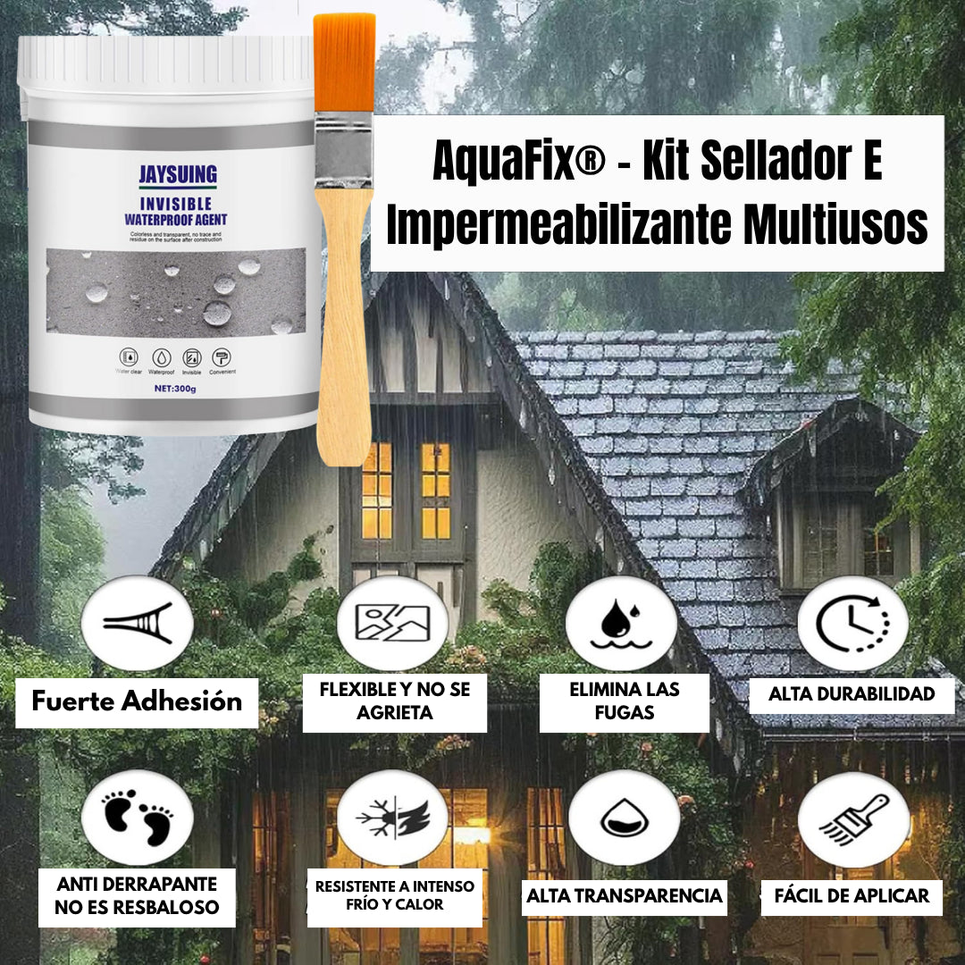 💦 AquaFix® - Kit Sellador E Impermeabilizante Multiusos ⭐   (1.2kg de producto + 4 brochas)