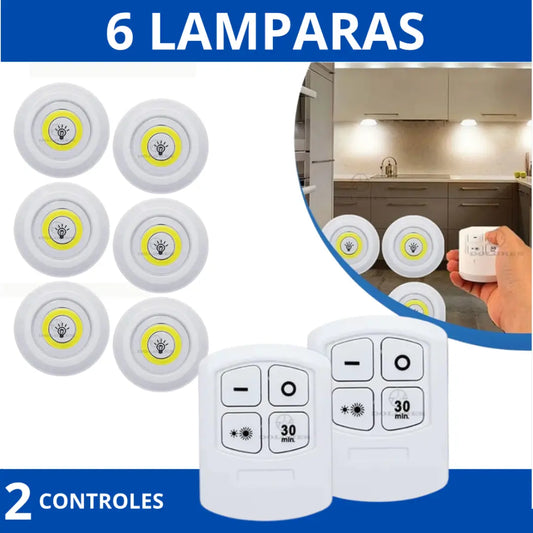 💡 InstaLuz® - Kit 6 Lámparas LED Inalámbricas A Control Remoto 🕹️