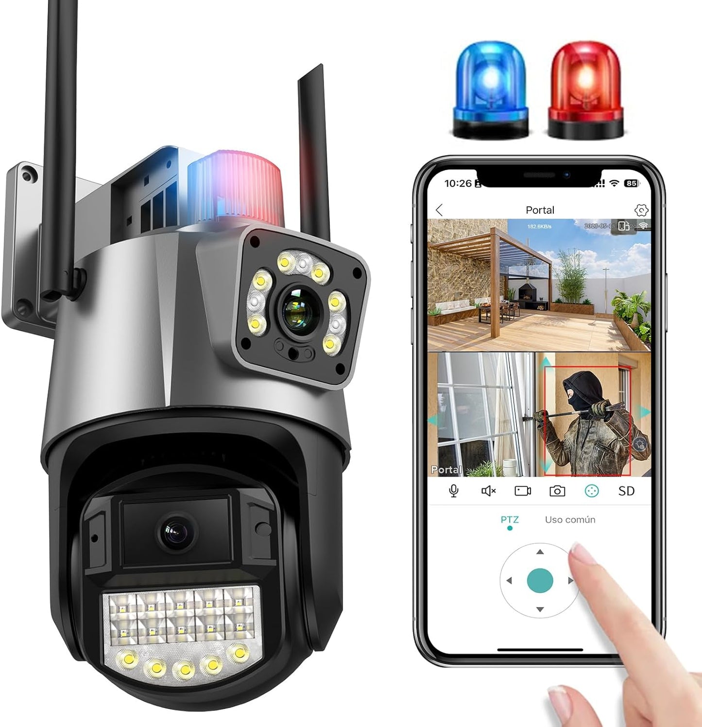 📷 Security Cam® - Cámara de Seguridad WiFi tipo PTZ para exterior ✨🛡️